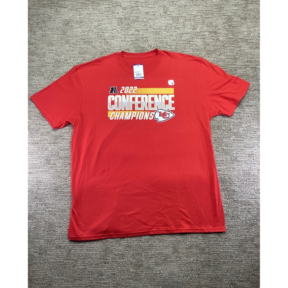 Kansas City Chiefs 2022 Conference Champions Red T-Shirt Mens 2XL New NFL 1159